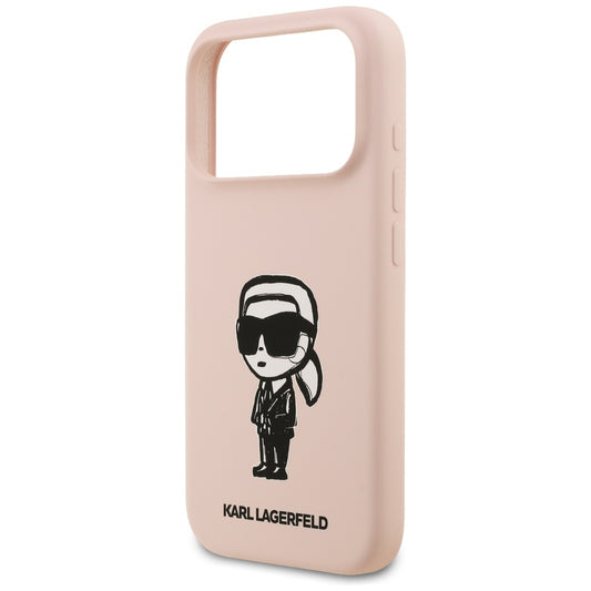 Hülle für Apple iPhone 17 Pro Max, Karl Lagerfeld, Sketch und Logo Karl, Rosa