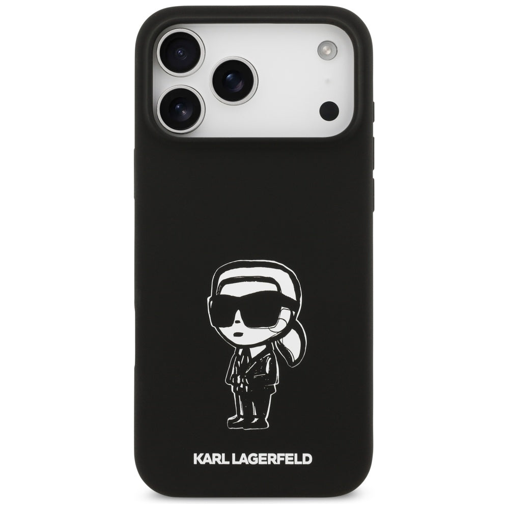 Hülle für Apple iPhone 17 Pro Max, Karl Lagerfeld, Sketch und Logo Karl, Schwarz