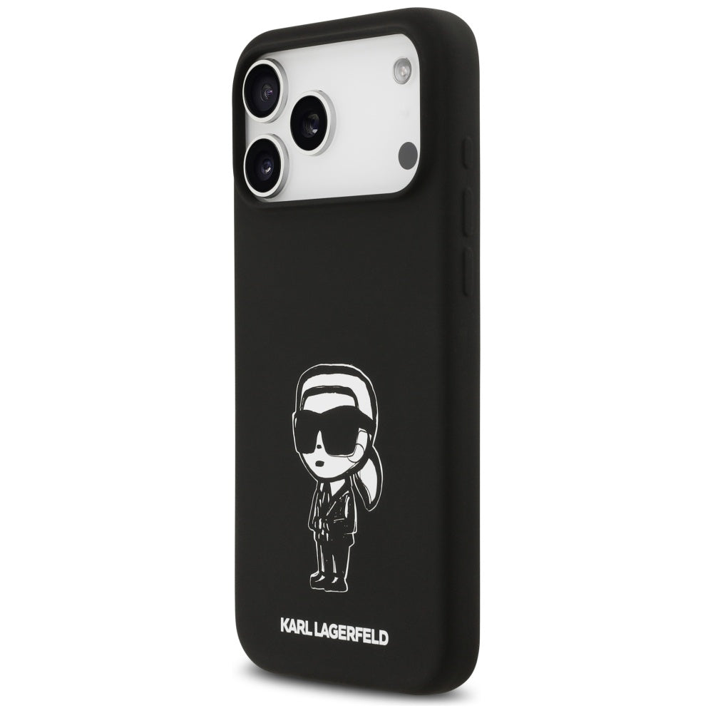 Hülle für Apple iPhone 17 Pro Max, Karl Lagerfeld, Sketch und Logo Karl, Schwarz