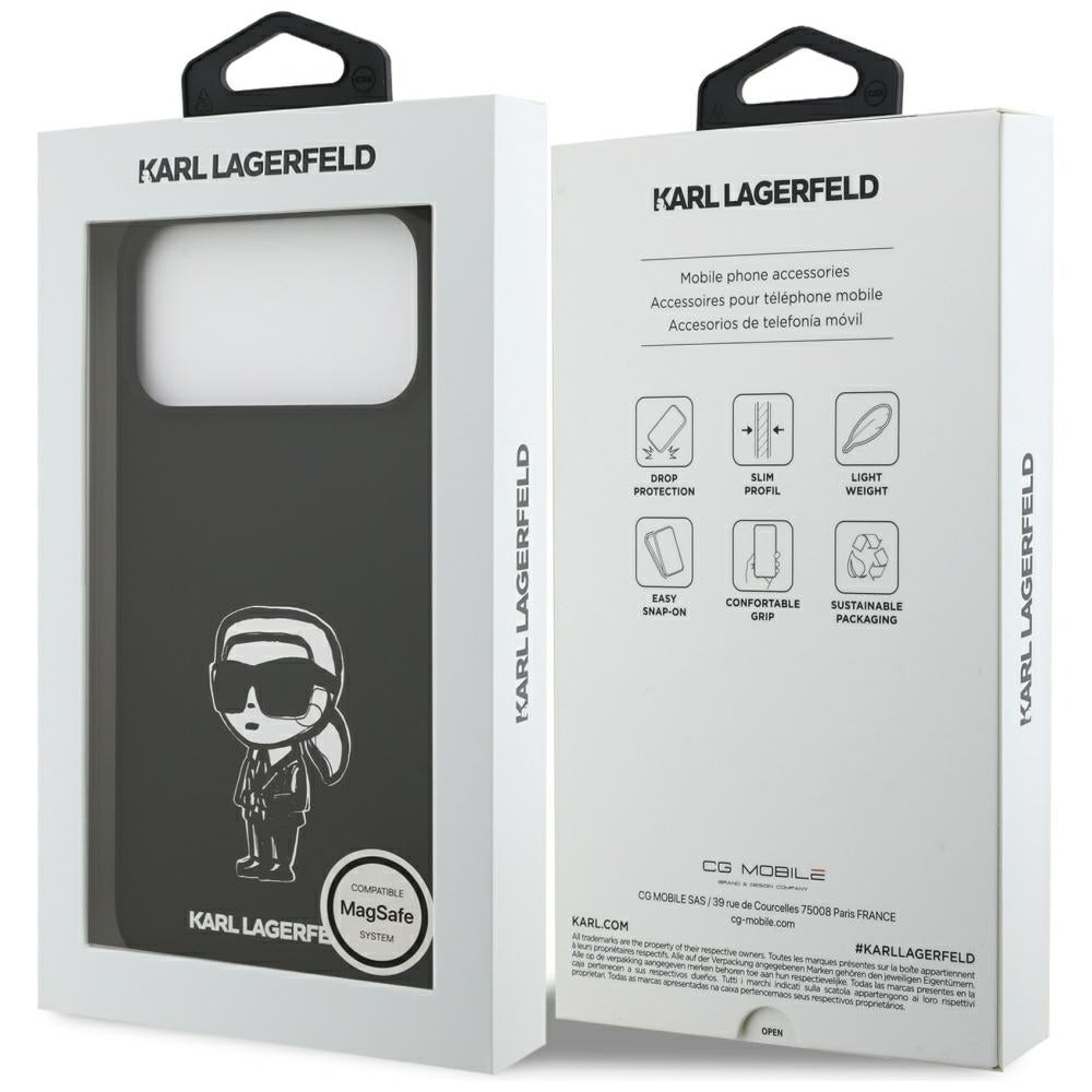 Hülle für Apple iPhone 17 Pro Max, Karl Lagerfeld, Sketch und Logo Karl, Schwarz
