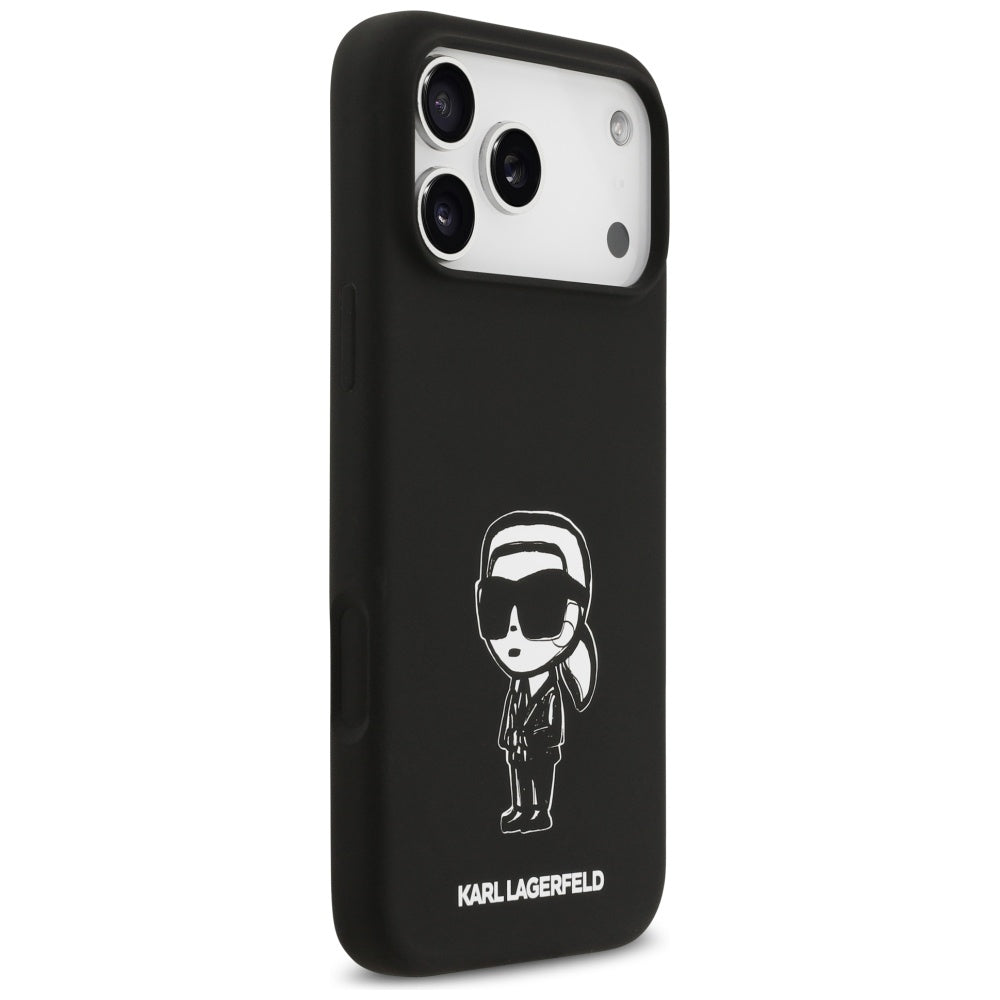 Hülle für Apple iPhone 17 Pro Max, Karl Lagerfeld, Sketch und Logo Karl, Schwarz