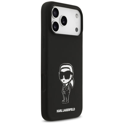 Hülle für Apple iPhone 17 Pro Max, Karl Lagerfeld, Sketch und Logo Karl, Schwarz