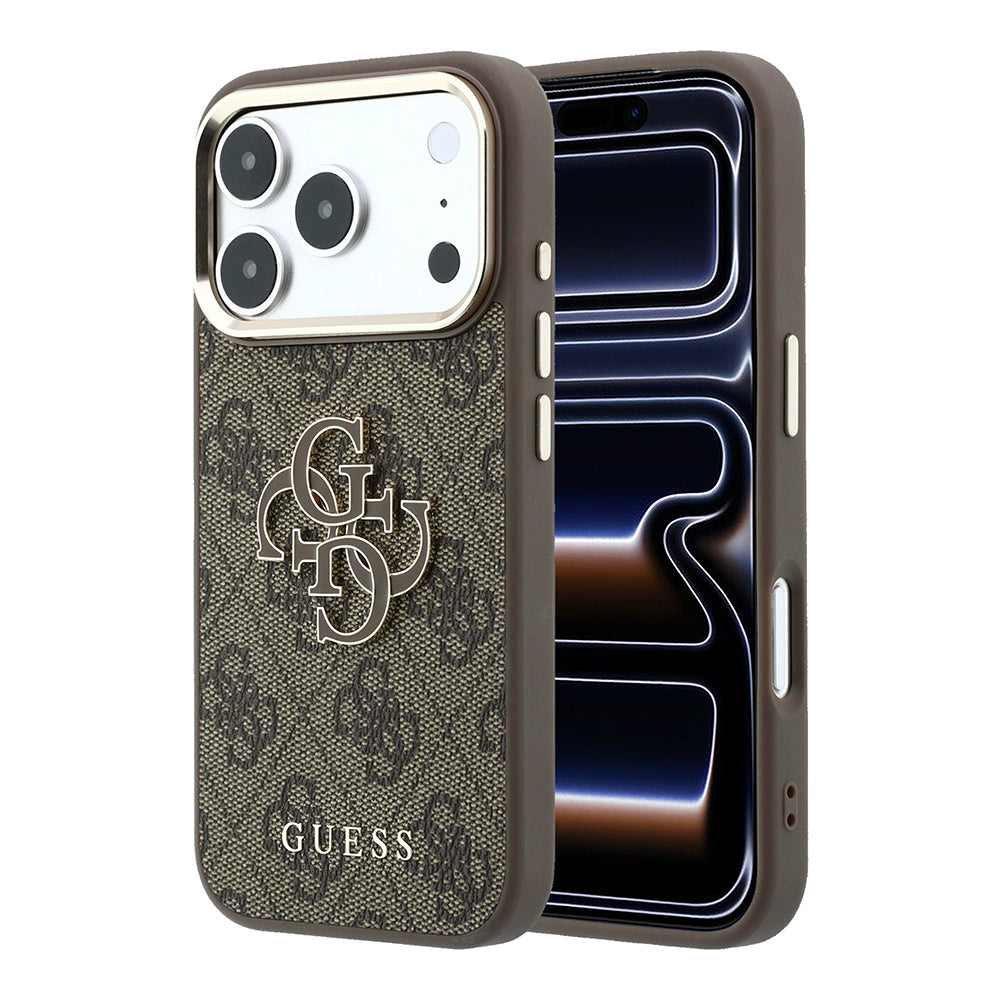 Case for Apple iPhone 18 Pro / 17 Pro, Guess, 4G Big Resin Logo, Brown