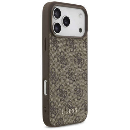 Hülle für Apple iPhone 18 Pro / 17 Pro, Guess, 4G Classic Logo, Braun