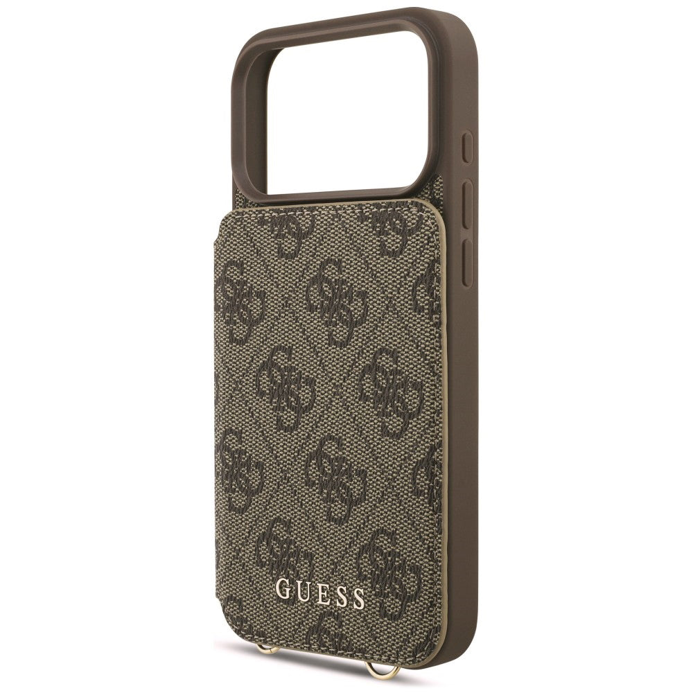Case for Apple iPhone 18 Pro / 17 Pro, Guess, 4G Crossbody Cardslot, Brown