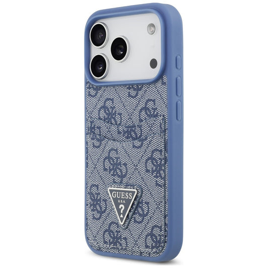 Hülle für Apple iPhone 18 Pro / 17 Pro, Guess, 4G Double Card Triangle, Blau