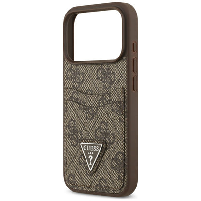 Hülle für Apple iPhone 18 Pro / 17 Pro, Guess, 4G Double Card Triangle, Braun