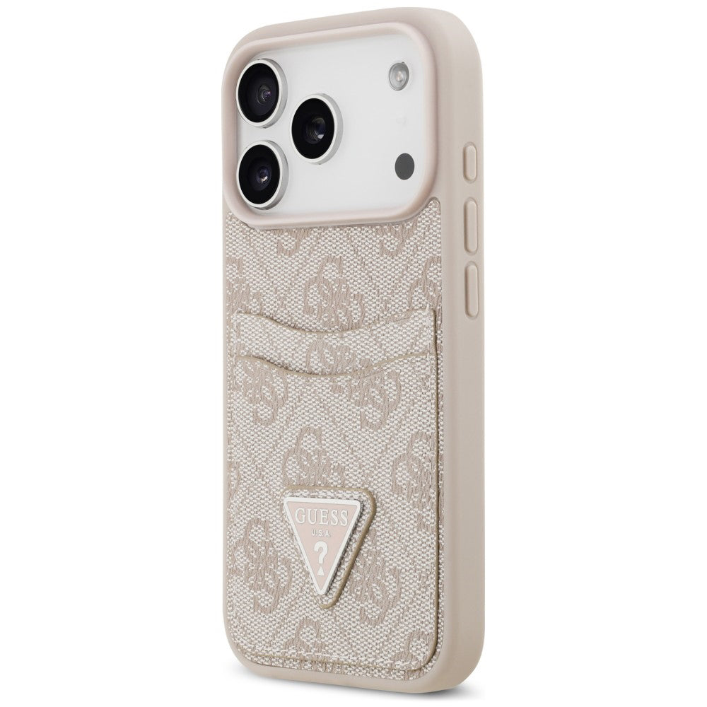 Case for Apple iPhone 18 Pro / 17 Pro, Guess, 4G Double Card Triangle, Pink