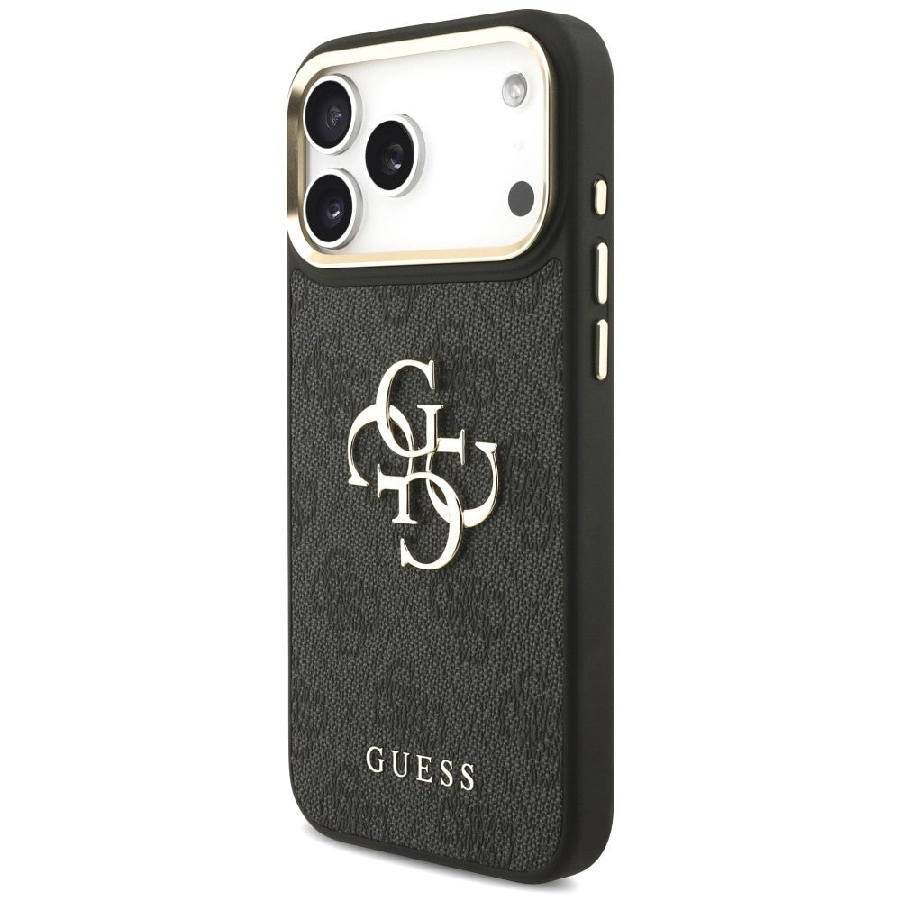 Case for Apple iPhone 18 Pro / 17 Pro, Guess, Big 4G Classic Logo & Big Strap Metal Buttons, Black