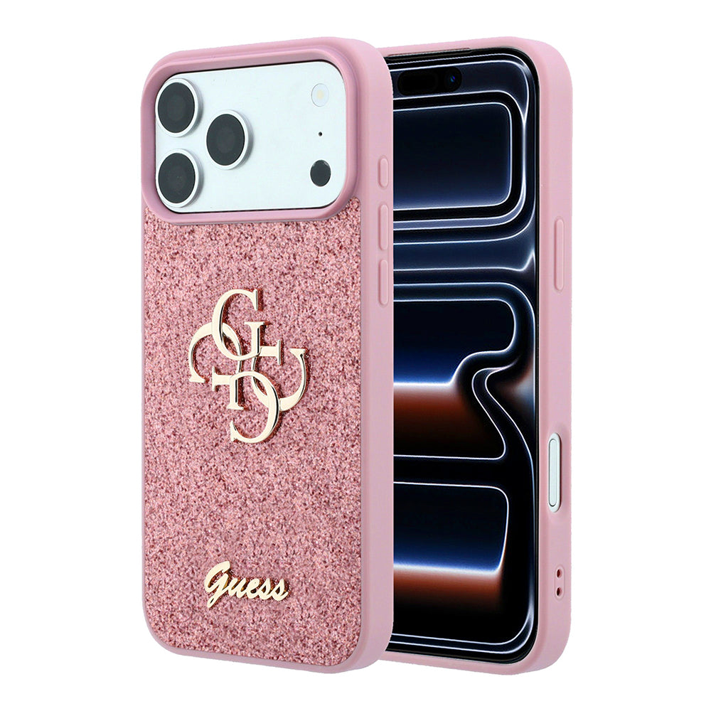 Hülle für Apple iPhone 18 Pro / 17 Pro, Guess, Fixed Glitter Big 4G, Rosa