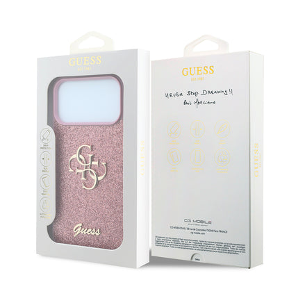 Hülle für Apple iPhone 18 Pro / 17 Pro, Guess, Fixed Glitter Big 4G, Rosa