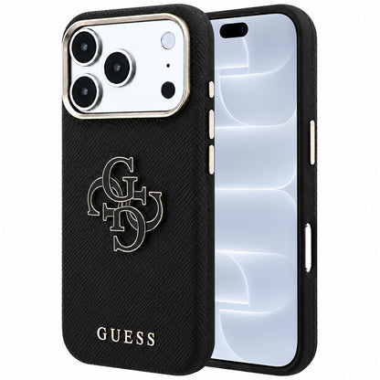 Case for Apple iPhone 18 Pro / 17 Pro, Guess, Grained Big Resin Logo, Black