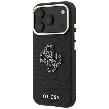 Case for Apple iPhone 18 Pro / 17 Pro, Guess, Grained Big Resin Logo, Black