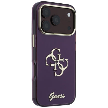 Hülle für Apple iPhone 18 Pro / 17 Pro, Guess, IML 4G Metal Script, Weinrot