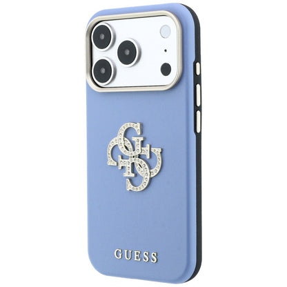Hülle für Apple iPhone 18 Pro / 17 Pro, Guess, Smooth Big Strass Logo, Blau