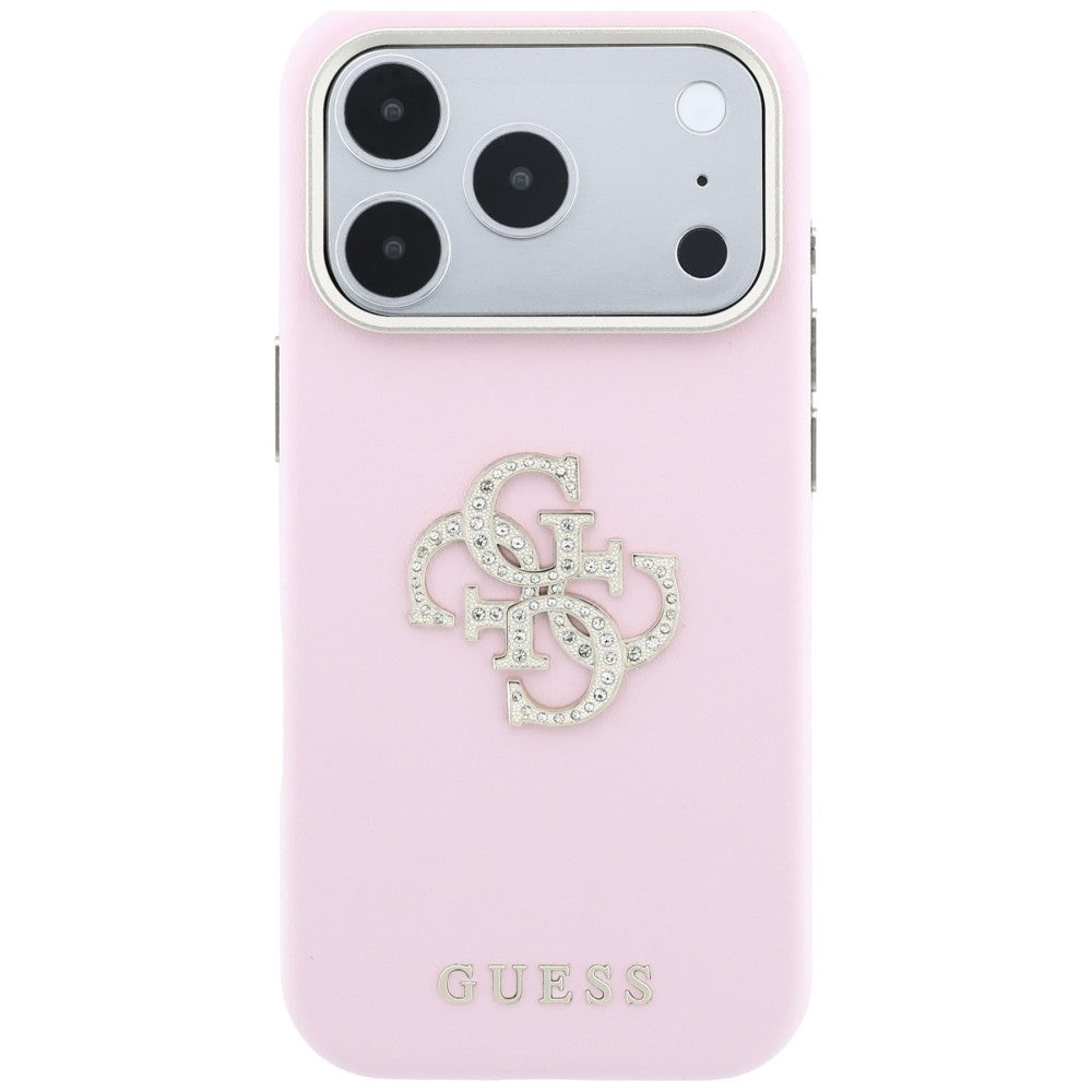 Hülle für Apple iPhone 18 Pro / 17 Pro, Guess, Smooth Big Strass Logo, Rosa