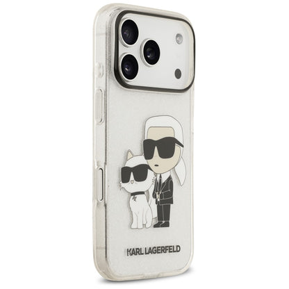 Hülle für Apple iPhone 18 Pro / 17 Pro, Karl Lagerfeld, IML Glitter Karl and Choupette NFT, transparent