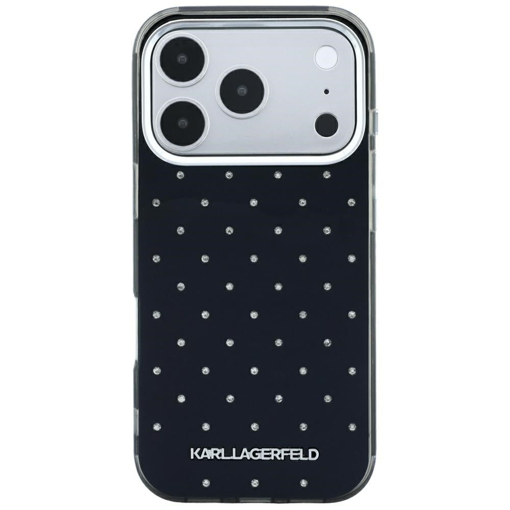 Hülle für Apple iPhone 18 Pro / 17 Pro, Karl Lagerfeld, IML Strasssteine und galvanisiertes Logo, Schwarz