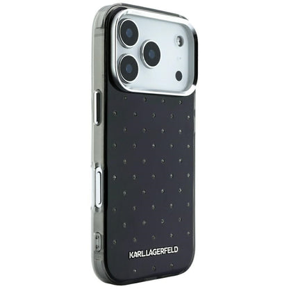Hülle für Apple iPhone 18 Pro / 17 Pro, Karl Lagerfeld, IML Strasssteine und galvanisiertes Logo, Schwarz