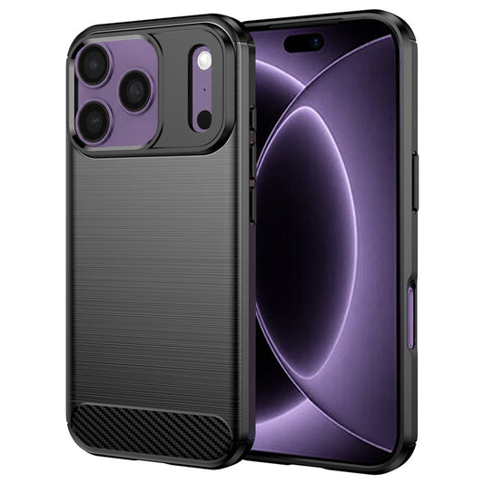 Hülle für Apple iPhone 18 Pro / 17 Pro, Techsuit, Carbon, Schwarz