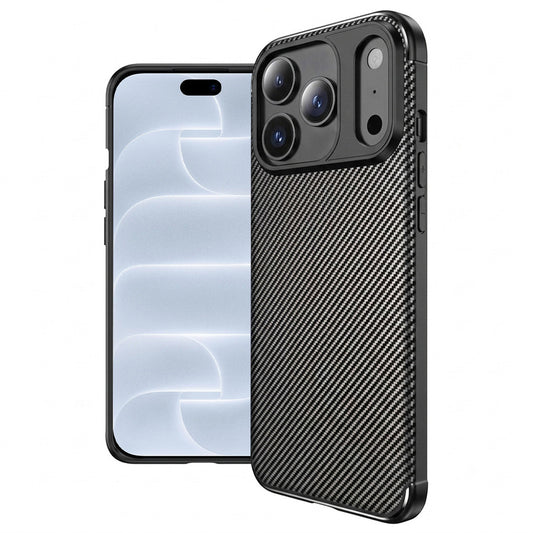 Hülle für Apple iPhone 18 Pro / 17 Pro, Techsuit, CarbonFiber, Schwarz