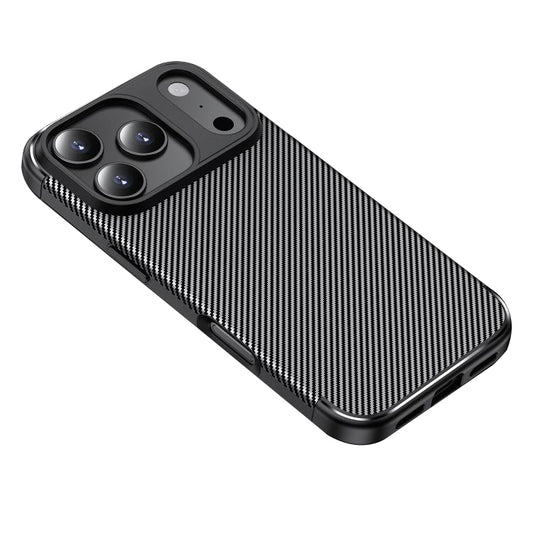 Hülle für Apple iPhone 18 Pro / 17 Pro, Techsuit, CarbonFiber, Schwarz