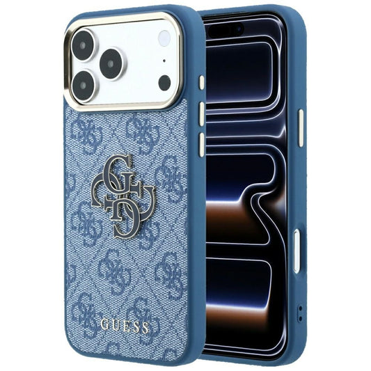 Hülle für Apple iPhone 18 Pro Max / 17 Pro Max, Guess, 4G Big Resin Logo, Blau