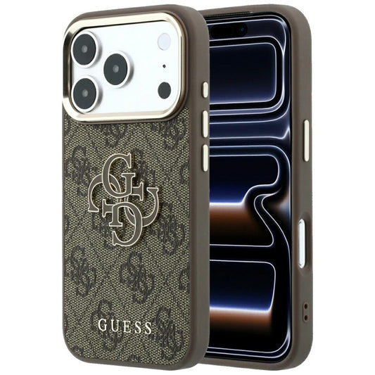 Hülle für Apple iPhone 18 Pro Max / 17 Pro Max, Guess, 4G Big Resin Logo, Braun