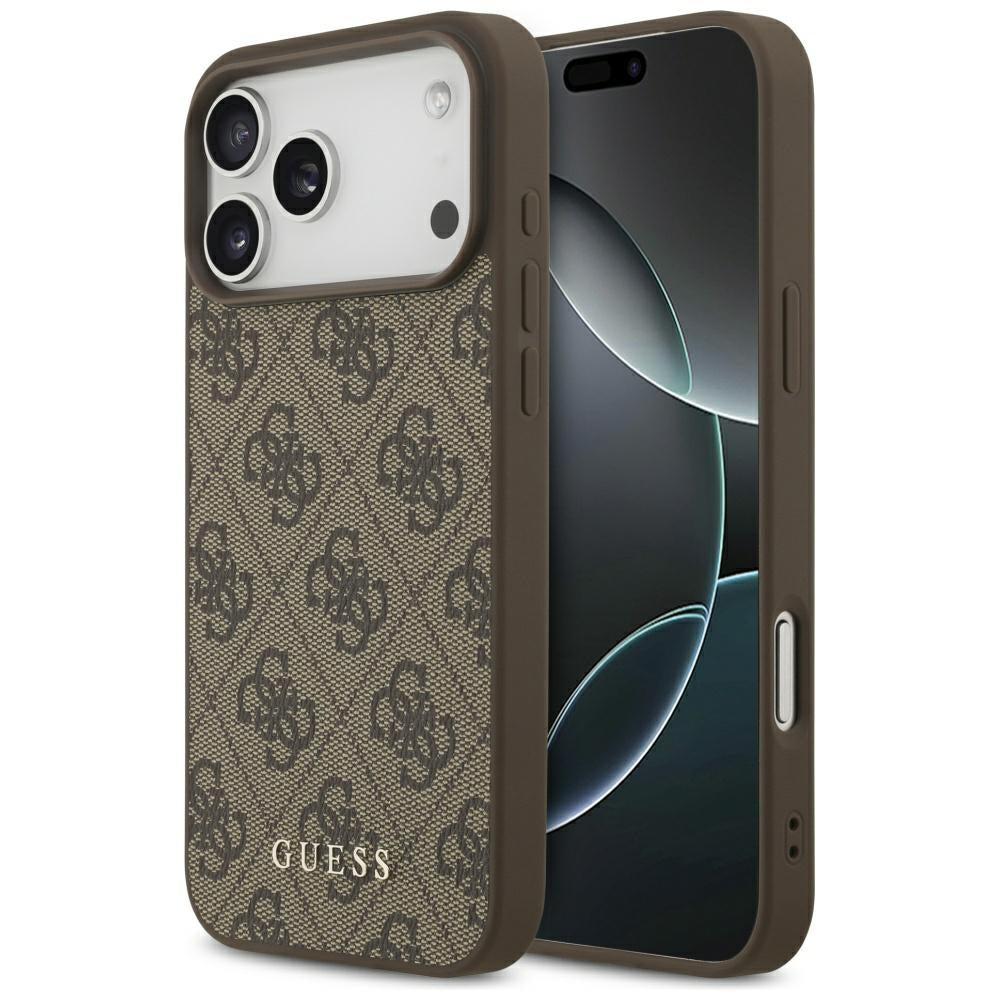 Hülle für Apple iPhone 18 Pro Max / 17 Pro Max, Guess, 4G Classic Logo, Braun