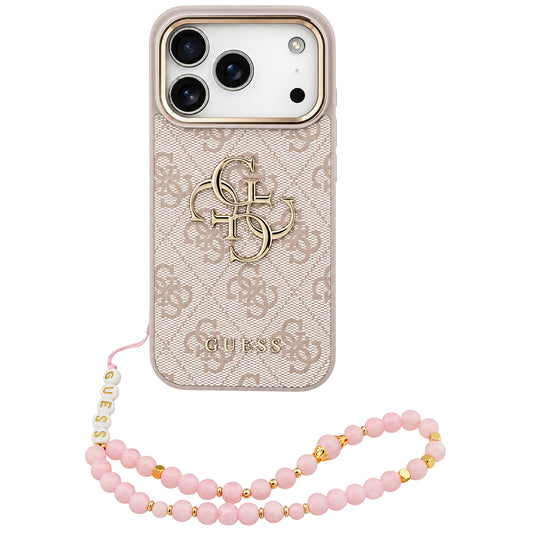 Hülle für Apple iPhone 18 Pro Max / 17 Pro Max, Guess, 4G Classic Logo mit Riemen, Roségold