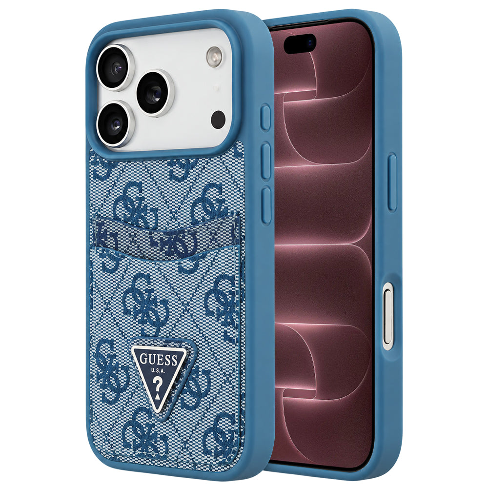 Case for Apple iPhone 18 Pro Max / 17 Pro Max, Guess, 4G Double Card Triangle, Blue