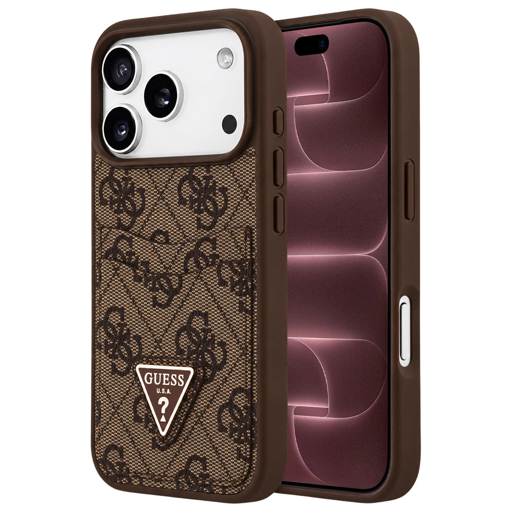Case for Apple iPhone 18 Pro Max / 17 Pro Max, Guess, 4G Double Card Triangle, Brown