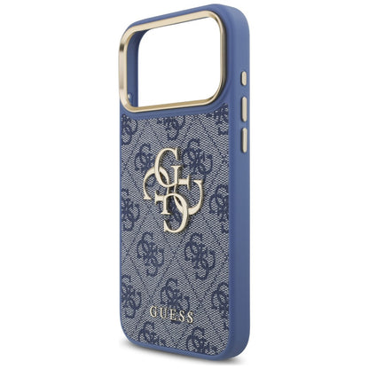 Hülle für Apple iPhone 18 Pro Max / 17 Pro Max, Guess, Big 4G Classic Logo & Big Strap Metal Buttons, Blau