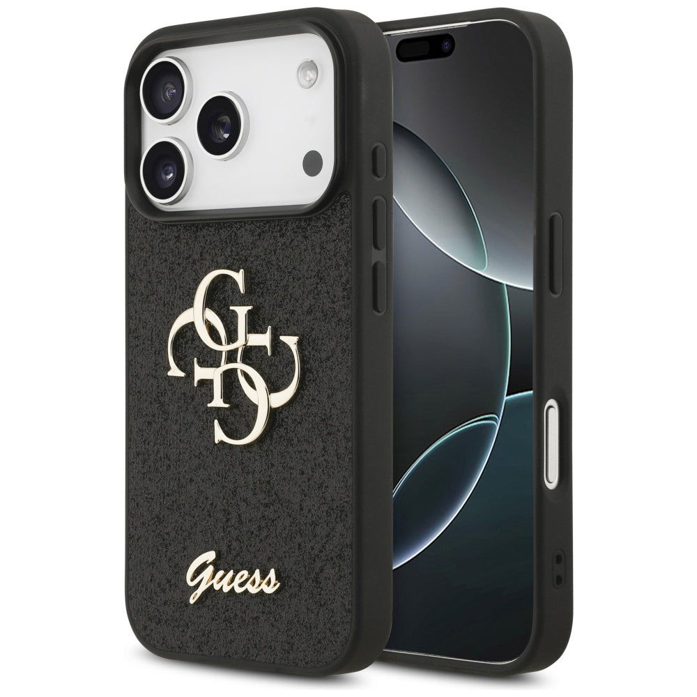 Hülle für Apple iPhone 18 Pro Max / 17 Pro Max, Guess, Fixed Glitter Big 4G, Schwarz