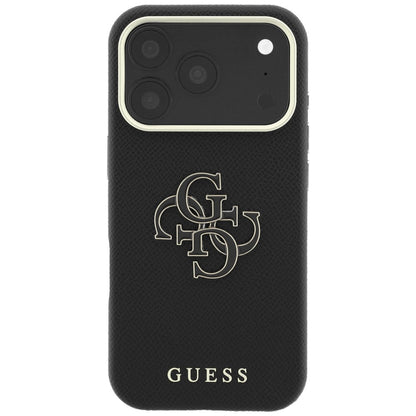 Hülle für Apple iPhone 18 Pro Max / 17 Pro Max, Guess, Geprägtes großes Harzlogo, Schwarz