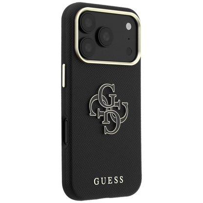 Hülle für Apple iPhone 18 Pro Max / 17 Pro Max, Guess, Geprägtes großes Harzlogo, Schwarz