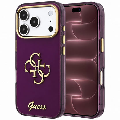Hülle für Apple iPhone 18 Pro Max / 17 Pro Max, Guess, IML 4G Metal Script, Weinrot