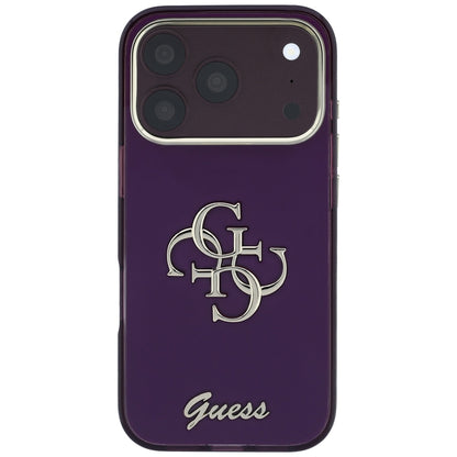 Hülle für Apple iPhone 18 Pro Max / 17 Pro Max, Guess, IML 4G Metal Script, Weinrot