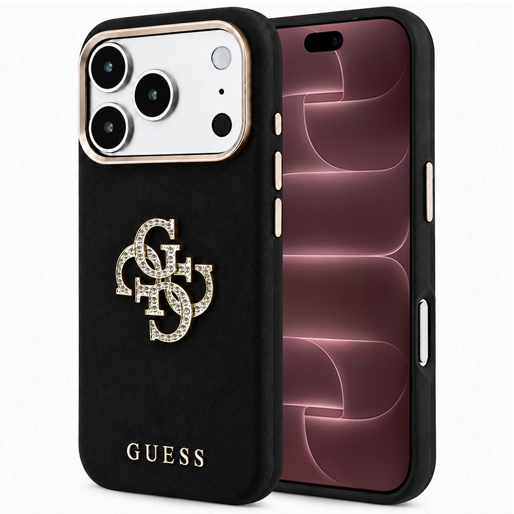 Case for Apple iPhone 18 Pro Max / 17 Pro Max, Guess, Smooth Big Strass Logo, Black