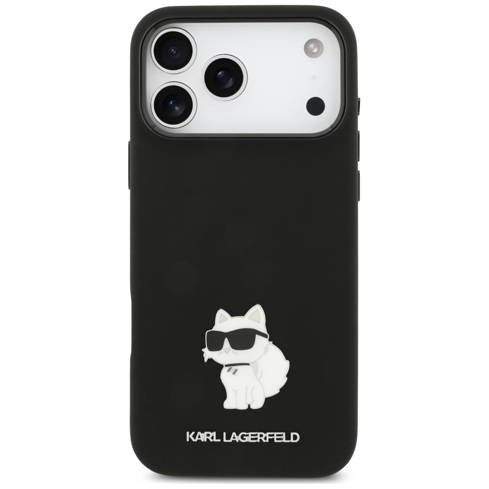 Hülle für Apple iPhone 18 Pro Max / 17 Pro Max, Karl Lagerfeld, Choupette Metal Pin, Schwarz