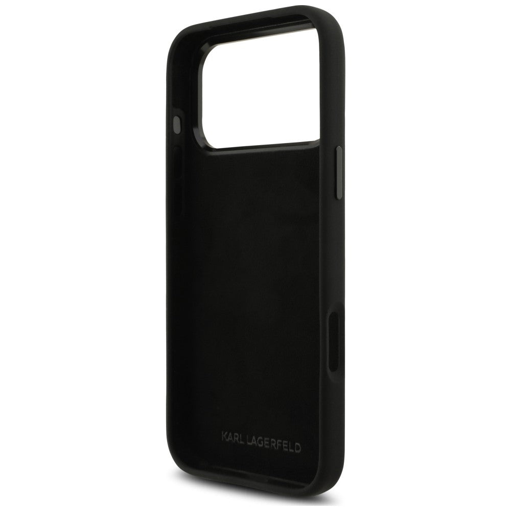 Hülle für Apple iPhone 18 Pro Max / 17 Pro Max, Karl Lagerfeld, Choupette Metal Pin, Schwarz