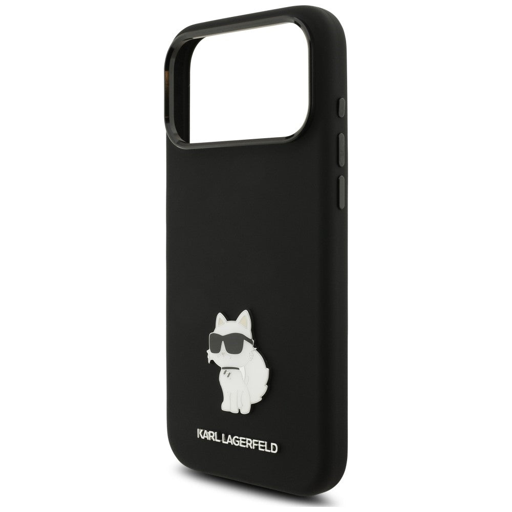 Hülle für Apple iPhone 18 Pro Max / 17 Pro Max, Karl Lagerfeld, Choupette Metal Pin, Schwarz