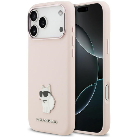 Case for Apple iPhone 18 Pro Max / 17 Pro Max, Karl Lagerfeld, Choupette Metal Pin, Pink