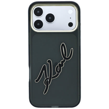 Hülle für Apple iPhone 18 Pro Max / 17 Pro Max, Karl Lagerfeld, IML Big Signature Resin Logo Metallrahmen, Schwarz