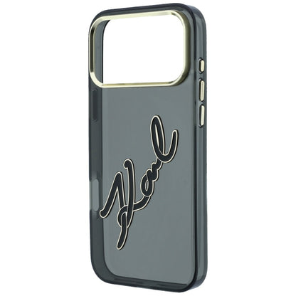 Hülle für Apple iPhone 18 Pro Max / 17 Pro Max, Karl Lagerfeld, IML Big Signature Resin Logo Metallrahmen, Schwarz