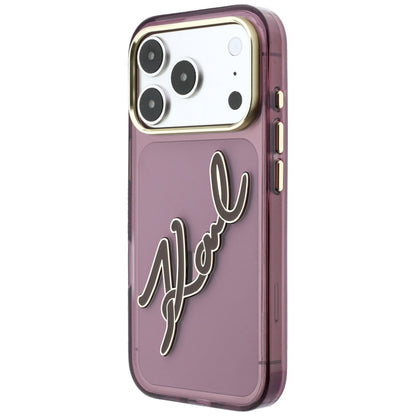 Case for Apple iPhone 18 Pro Max / 17 Pro Max, Karl Lagerfeld, IML Big Signature Resin Logo Metal Frame, Burgundy