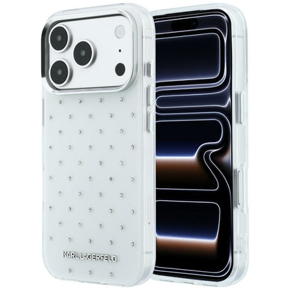 Hülle für Apple iPhone 18 Pro Max / 17 Pro Max, Karl Lagerfeld, IML Strasssteine und galvanisiertes Logo, Weiß