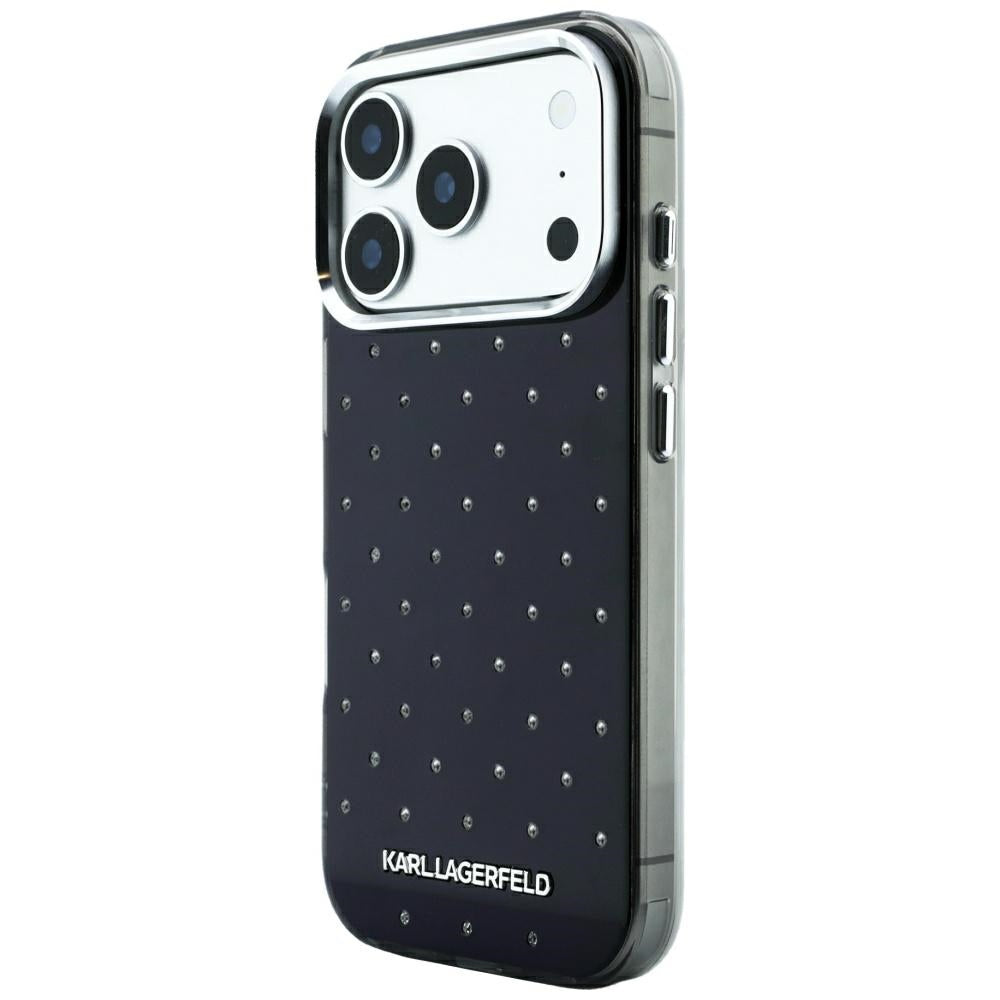 Hülle für Apple iPhone 18 Pro Max / 17 Pro Max, Karl Lagerfeld, IML Strasssteine und galvanisiertes Logo, Schwarz