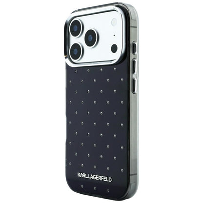 Hülle für Apple iPhone 18 Pro Max / 17 Pro Max, Karl Lagerfeld, IML Strasssteine und galvanisiertes Logo, Schwarz