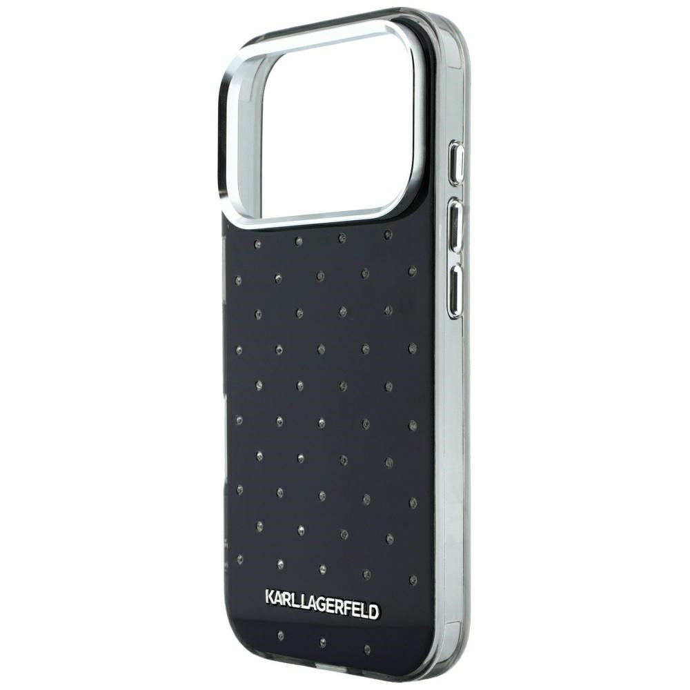 Hülle für Apple iPhone 18 Pro Max / 17 Pro Max, Karl Lagerfeld, IML Strasssteine und galvanisiertes Logo, Schwarz